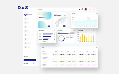 Szablon szkicu światła interfejsu DAS Finance Dashboard Ui