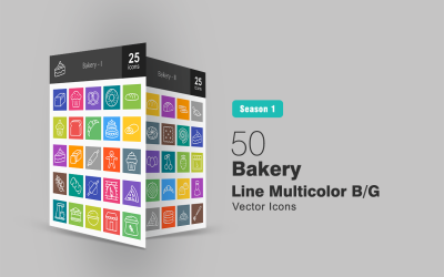 50 Bakery Line Multicolor B / G Ikonuppsättning
