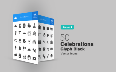 Conjunto de iconos de glifos de 50 celebraciones