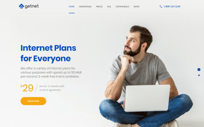GetNet - mall för målsida för internetleverantörer