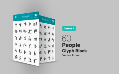 60 Personen Glyph Icon Set