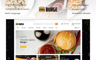 Responsywny szablon OpenCart Burge - Fast Food Store OpenCart Template #94382