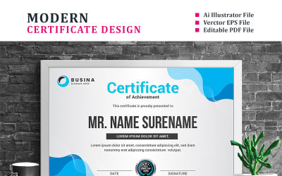 Wave Style Design Certificate Template