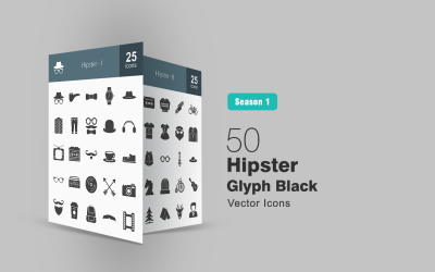 50 Hipster Glyph Icon Set