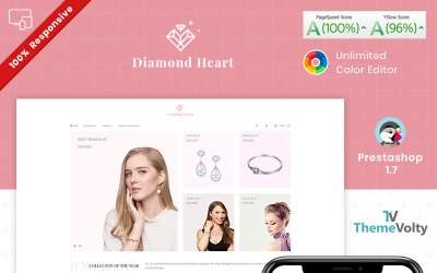 Tema da PrestaShop da joalheria de coração de diamante