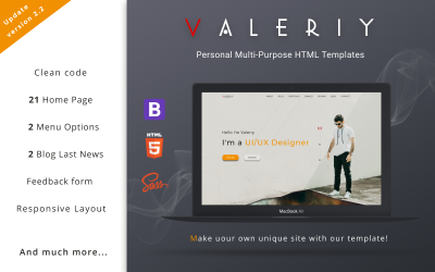 Valeri | Kişisel Çok Amaçlı Açılış Sayfası HTML Şablonu
