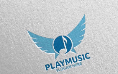 Musique abstraite avec note et modèle de logo Play Concept 10