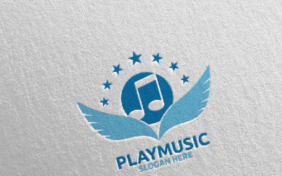Abstract Music  with Note and Play Concept 11 Logo Template