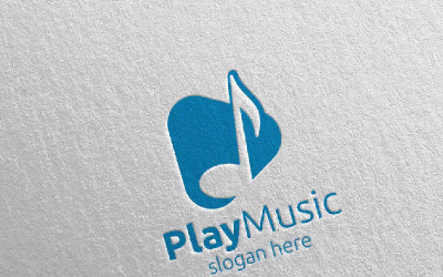 Abstract Music  with Note and Play Concept 4 Logo Template