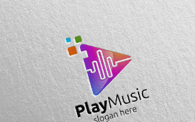 Not ve Oyun Konsepti 5 Logo Şablonu ile Soyut Müzik