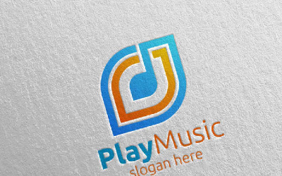 Abstract Music  with Note and Play Concept 6 Logo Template