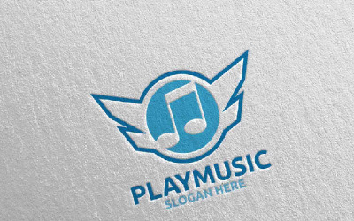 Abstract Music  with Note and Play Concept 8 Logo Template
