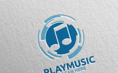 Abstract Music  with Note and Play Concept 9 Logo Template