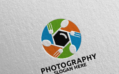 Modèle de logo de photographie de caméra alimentaire 76