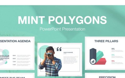 Modelo de PowerPoint de polígonos de hortelã