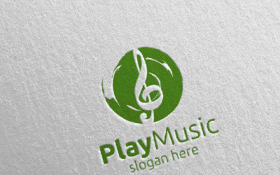 Absztrakt zene jegyzet és Play koncepció 44 logó sablon
