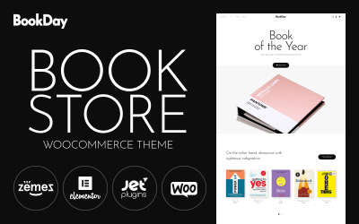 BookDay - Sauberes und schnelles Online-Design der Website für Buchhandlungen WooCommerce Theme