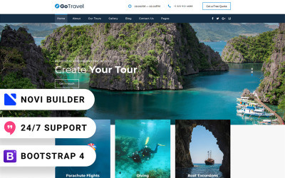 GoTravel - Novi Builder Online Website-sjabloon voor reisbureaus
