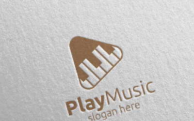 Music with Piano and Play Concept 29 Logo Template