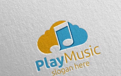 Música con nota y plantilla de logotipo Cloud Concept 35