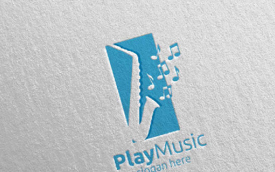 Sassofono Music Design con Square Concept 43 Logo Template