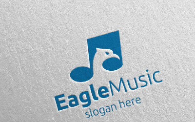 Eagle Music con Note y plantilla de logotipo Eagle Concept 66