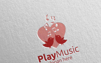 Aşk ve Kuş Konseptli Müzik 56 Logo Şablonu