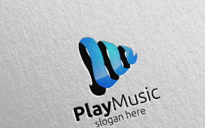 Шаблон логотипа Music with Note and Play Concept 67