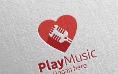 Muziek met liefde en microfoon Concept 59 Logo sjabloon