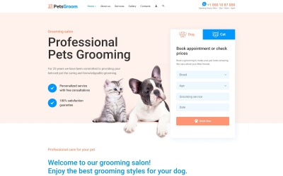 PetsGroom - Plantilla Joomla limpia de varias páginas de animales y mascotas
