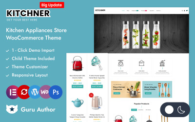 Kitchner — Адаптивная тема Elementor WooCommerce для магазина кухонной техники