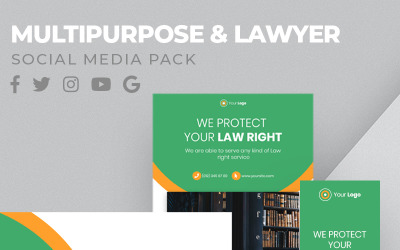 Multiuso - Pacote de advogado e modelo de mídia social para banner
