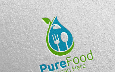 Modelo de logotipo de comida saudável para restaurante ou café 47