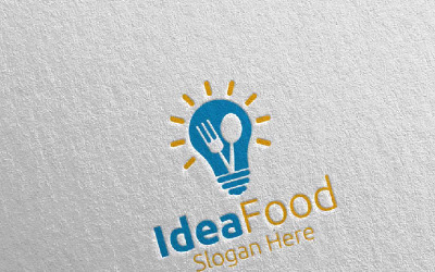Restaurant veya Cafe için Fikir Yemek 43 Logo Şablonu