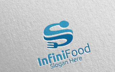 Restoran veya Cafe 55 Logo Şablonu için S Harfi Sonsuz Gıda