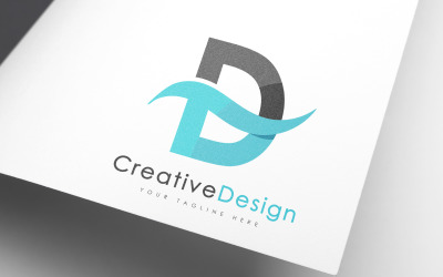 Logo Creative D Letter Blue Wave Vol-01