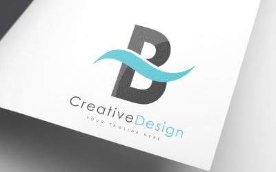 Logotipo Creative B Letter Blue Wave Vol-01