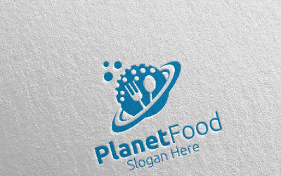 Planet Food voor Restaurant of Cafe 61 Logo sjabloon