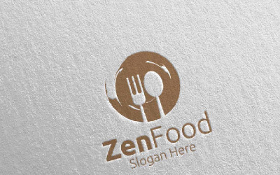 Шаблон логотипа Zen Food для ресторана или кафе 44