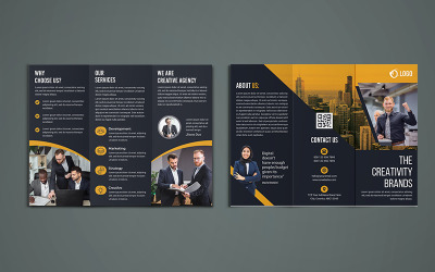 Fekete háromlapos brosúra-tervezés - Vállalati-azonosság sablon