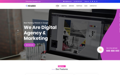 "HireSEO" Landingspagina Template №95645