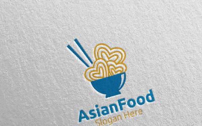 Comida asiática para nutrición o concepto de suplemento 78 Plantilla de logotipo