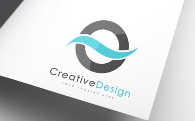 Creatief O Letter Blue Wave Design Vol-02-logo
