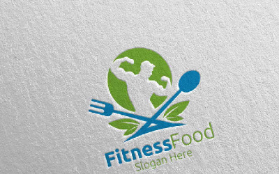 Modelo de logotipo de nutrição alimentar de fitness ou suplemento 73