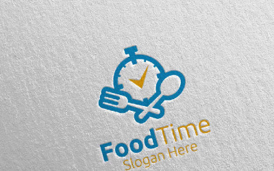 Restaurant veya Cafe İçin Yemek Zamanı 77 Logo Şablonu