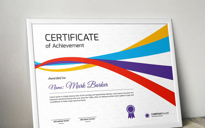 Szablon certyfikatu w kolorowe paski w trybie poziomym i pionowym