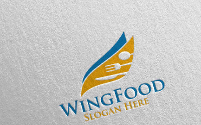Wing Food dla restauracji lub kawiarni 68 Szablon Logo