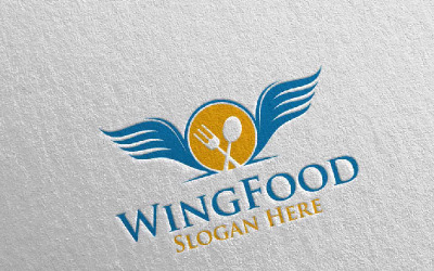 Wing Food dla restauracji lub kawiarni 71 Szablon Logo