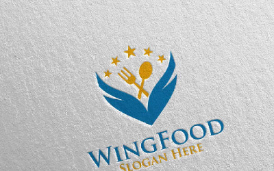 Wing Food for Restaurant or Cafe 69 Logo Template