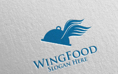 Restaurant veya Cafe için Wing Food 70 Logo Şablonu
